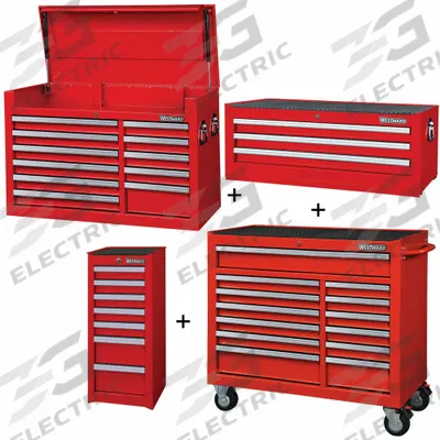 WESTWARD Rolling Cabinet Kit: 34 Drawers, Heavy Duty, Keyed - Heavy-Duty Top Chest, Intermediate Chest, Side & Rolling Cabinet Combos