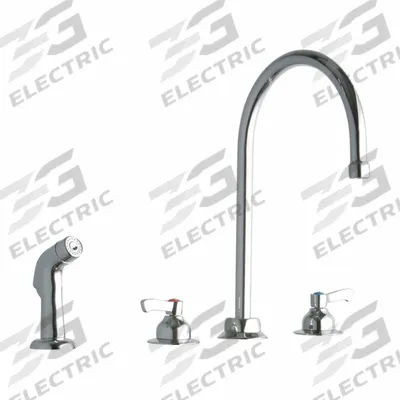 ELKAY Handle-Operated Faucet: Elkay, Brass, Centerset, Deck, 4 Mounting Holes - Centerset Kitchen Faucets