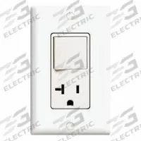 Combination Switch/Outlet: Rocker Switch, 5-20R, White, 120V AC, 20 A (MPN 5636-W). Key specifications — Brand: LEVITON.