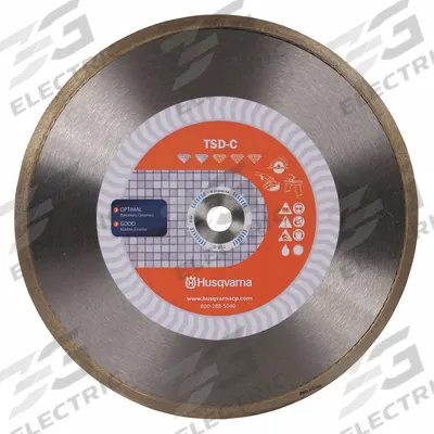 HUSQVARNA Diamond Saw Blade: Ceramic/Granite/Marble/Tile, 10 in Blade Dia., 5/8 in Arbor Size - Tile-Cutting Blades