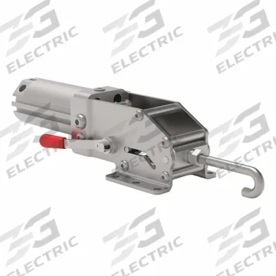 DE-STA-CO Pneumatic Toggle Clamp: 409 lbf Capacity - J-Hook Air-Powered Latch Toggle Clamps