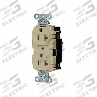 HUBBELL Receptacle: Duplex, 5-20, Ivory, 125V AC, 20 A, 2 Pole / 3 Wire (MPN 5362STI)