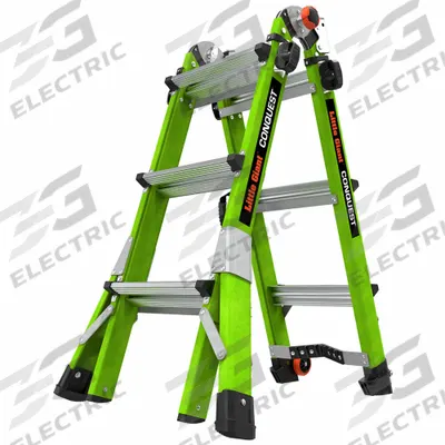 LITTLE GIANT Combination Ladder: 5 Configurations, Fiberglass, 375 lb Load Capacity - Staircase & Extending Multifunction Ladders