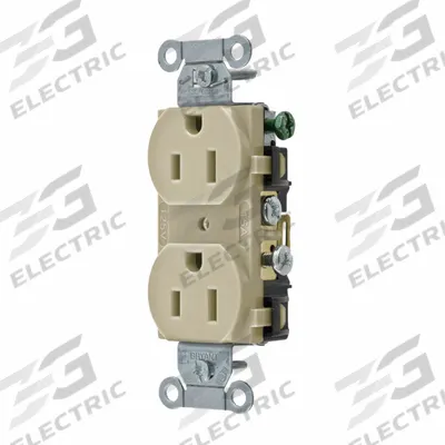 BRYANT Receptacle: Duplex, 5-15, Ivory, 125V AC, 15 A, 2 Pole / 3 Wire (MPN CRS15I) - General Purpose Receptacles