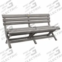 GROSFILLEX Folding Bench: Barn Gray, Barn Gray, 16 in Seat Ht, 58 3/4 in Seat Wd, 22 in Seat Dp (MPN US449766). Key specifications — Frame Color: Barn Gray; Frame Material: Mineral Polymer; Seat Color: Barn Gray; Seat Material: Mineral Polymer.