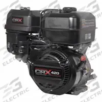CRX Engine: Series CRX, 19.9 ft-lb Gross Torque, 12 hp Horsepower, Horizontal, 1 in, Recoil, Muffler (MPN CRX420). Key specifications — Muffler: Yes; Start Type: Recoil; Shaft Diameter: 1 in; Shaft Configuration: Tapped 7/16 -20 UNF-2B; Manufacturer Part Number: CRX420.