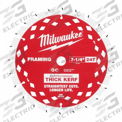 MILWAUKEE Circular Saw Blade: 7 1/2 in Blade Dia., 24 Teeth, 0.07 in Cut Wd - Wood-Cutting Blades