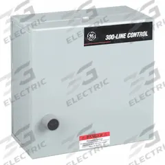 GE Magnetic Motor Starter: Reversing, 3 Poles, NEMA Size 1, 27 A, 240V AC Coil, Thermal Protection (MPN CR309C103). Key specifications — Brand: GE; Coil Voltage: 240V AC; Phase: Three; Signaling Features: Pilot Light; Thermal Units Required: 6 Melting Alloy Units (Not Included).