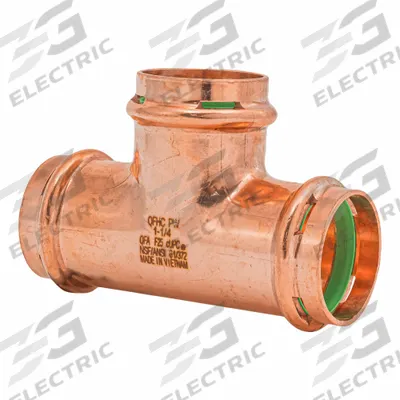 QUICKFITTING SUREPRESS Crimp Tee Fitting: 1 1/4 in CTS x 1 1/4 in CTS x 1 1/4 in CTS size - Plumbing Copper & Bronze Press Tube Fittings with Seal Window