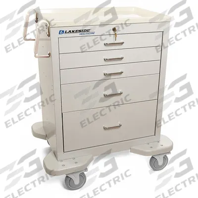LAKESIDE General Medical Supply Cart with Drawers: Steel, (2) Swivel/(2) Swivel with Brake - General Medical Supply Carts with Drawers