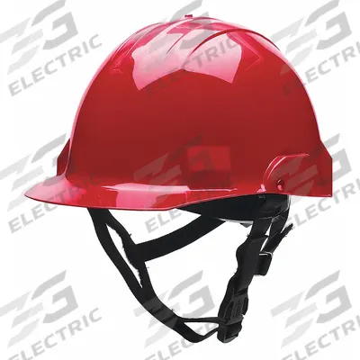 BULLARD Fire/Rescue Helmet: Red, Front Brim, Chin Strap