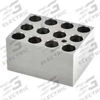 OHAUS Modular Block: Anodized Aluminum, 1 7/8 in Overall Wd, 2 3/4 in Overall Lg, 12 Wells (MPN 30400153). Key specifications — Product Type: Dry Bath Block; Includes Thermometer Well: Yes; Material: Anodized Aluminum; Brand: OHAUS.