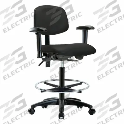 APPROVED VENDOR Ergonomic Chair: Vinyl, Arms Included, Ht Range 25 in to 34 1/2 in, 18 1/2 in Seat Wd - Vinyl Lab Chairs