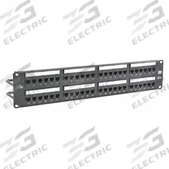 HUBBELL PREMISE WIRING Patch Panel: Flat, 2 Rack Units, 48 Ports, 5e, IDC, 4-Pr PoE (4PPOE), Steel (MPN HP5E48E). Key specifications — Brand: HUBBELL PREMISE WIRING; Compatible Cable Performance Category: 5e; Material: Steel; _Access Type: Rear Access; _Port Labeling: Front Numbered; _Power Over Ethernet: 4-Pair PoE (4PPOE); _Rear Termination: IDC; _Series: NextSpeed.
