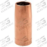 MILLER ELECTRIC Nozzle: FasTip, 3/4 in, Straight, Copper (MPN 199616). Key specifications — Insulation Type: Insulator Sold Separately; Duty Rating: Standard Duty; For Contact Tip Series: FasTip; Manufacturer Part Number: 199616; Brand: MILLER ELECTRIC.