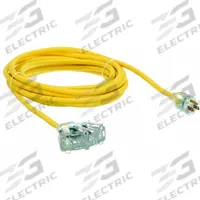 APPROVED VENDOR Extension Cord: Outdoor Use, 25 ft Lg, 3 Outlets, 5-15P, 12/3, SJTOW, Yellow (MPN 4GAD2). Key specifications — Brand: APPROVED VENDOR; Temperature Rating: -58° to 194°F; NEMA Plug Configuration: 5-15P.