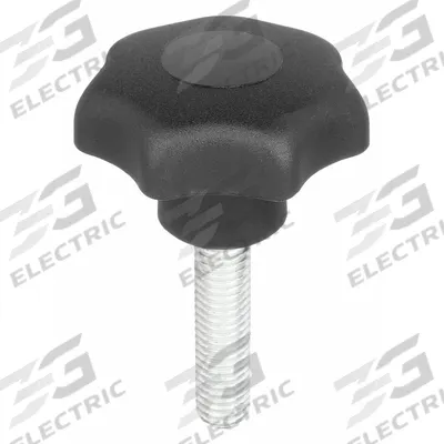 KIPP Hand Knob: 7 Point, Plastic w/ Steel Thread, M12 Thread, 45 mm Thread Lg - 7-Arm Knobs with Threaded Stud