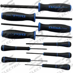 EKLIND Screwdriver Set: 1-10 Pieces, 9 Pieces, Ball Hex Tip, Pouch, Magnetized Tip Not Included (MPN 90609). Key specifications — attr1205274: EKLIND; attr1205269: 2-1/2 mm.