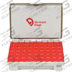 VERMONT GAGE Black Oxide-Coated Pin Gauge Set: No-Go (Minus), 0.21 mm to 1.29 mm, ZZ Tolerance Class (MPN 902400100). Key specifications — attr1182478: VERMONT GAGE; attr1182465: ZZ; attr1182466: +/-0.00020 in.