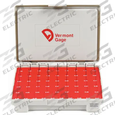 VERMONT GAGE Black Oxide-Coated Pin Gauge Set: No-Go (Minus), 0.21 mm to 1.29 mm - No-Go (Minus) Pin Gauge Sets - Black Oxide Finish