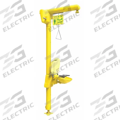BRADLEY Shower with Eyewash: Floor Mnt, Covered, Plastic Bowl, Galvanized Steel Pipe - Hazardous Location Freeze-Resistant Heat-Trace Floor-Mount Showers with Eyewash