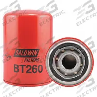 BALDWIN FILTERS Hydraulic/Transmission Filter: Hydraulic Fluid, 1 1/8"-16 Thread Size, Spin-On (MPN BT260). Key specifications — Media Material: Cellulose; Brand: BALDWIN FILTERS; Compatible Fluid Type: Hydraulic Fluid; Compatible Vehicle Make: Navistar; Includes: G381-A Integral Gasket; Thread Size: 1-1/8"-16.