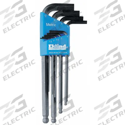 EKLIND Hex Key Set: 6 - 10 Pieces, Ball-Hex-L Long, L, Metric, Single Ball End - L-Shaped Hex Key Sets