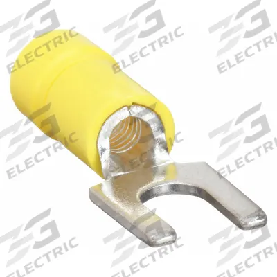 PANDUIT Fork Terminals: Yellow, Vinyl, #10 Stud Size, 14 AWG – 10 AWG Wire Range - Insulated Fork Terminals