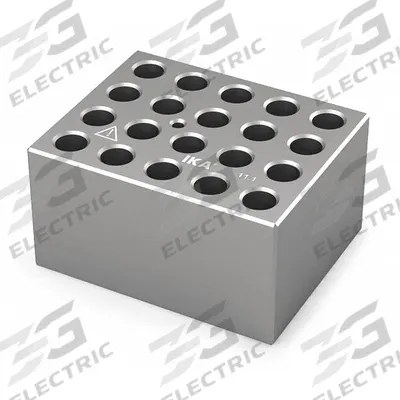 IKA Dry Block: Anodized Aluminum, 3 3/4 in Overall Wd, 3 in Overall Lg, 20 Wells - Dry Bath Blocks