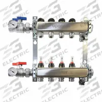 UPONOR Manifold Assembly: Stainless Steel, 1 1/4 in, 3/4 in, 1 Inlets, 1 Outlets, 3.54 in Overall Wd (MPN A2720502). Key specifications — Material: Stainless Steel; Brand: UPONOR.