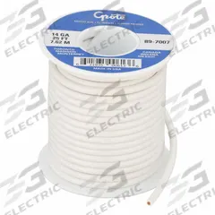 GROTE Primary Automotive Wire: GPT, 25 ft, 1 Conductor, 14 AWG, White, 60 V Volt (MPN 89-7007). Key specifications — Brand: GROTE.