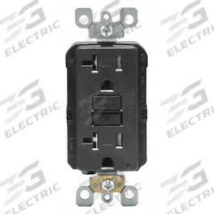 LEVITON GFI Receptacle: Decorator Duplex, 5-20, Black, GFCI, 125V AC, 20 A, 2 Pole / 3 Wire (MPN GFTR2-E)