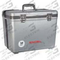 ENGEL Chest Cooler: Silver, 48 Cans, 30 qt Cooler Capacity, 1 day Ice Retention (MPN UC30S). Key specifications — Brand: ENGEL; Drain Plug: Not Included; Wheels Included (FILTER): No.