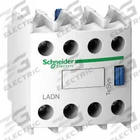 SCHNEIDER Auxiliary Contact Block: 4NC, 10 A Max Current (AC), Front Mount, Front-Mounted (MPN LADN04). Key specifications — Brand: SCHNEIDER; Compatible with Series: TeSys F.