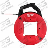 MILWAUKEE Fish Tape: 100 ft Lg, Manual Wind Tape Retraction, Spiral Tape Shape, Leader End Style (MPN 48-22-4195). Key specifications — attr306624: Spiral; attr306613: 48-22-4195; attr306630: Internal Rotating; attr306631: Winder Slide; attr306622: Polyester; attr306623: Polyester; attr306616: MILWAUKEE; attr542118: Manual Wind.