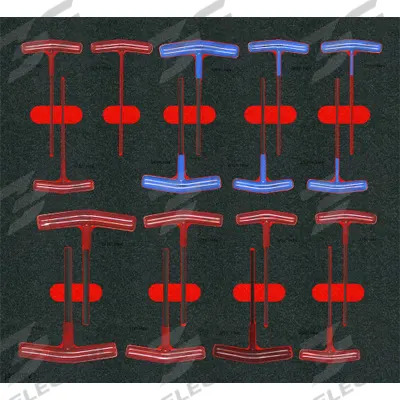 PROTO Hex Key Set: 16 or More Pieces, T, Metric and SAE, Std End, Long, 17 Pieces - T-Shaped Hex Key Sets