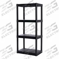 PLANO MOLDING Plastic Shelving: 22 in x 14 in, 48 in Overall Ht, 4 Shelves, Corrosion-Resistant (MPN PLA9177SB). Key specifications — Resistance Properties: Corrosion-Resistant; Frame Material: Plastic; Shelving Material: Plastic; Brand: PLANO MOLDING.