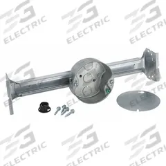 RACO Box Support Bracket: Steel, Steel Material & Nominal Size, Round, 1 Gangs, 1 1/2 in Box Dp (MPN 926). Key specifications — Brand: RACO; Bracket Style: Bar Hanger; Clamp Style: Without Clamps.