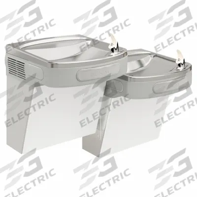 ELKAY Bi-Level Drinking Fountain: On-Wall, 25 5/16 in Ht, Front Pushbar, 8 gph @ 50°F - On-Wall Two-Level Drinking Fountains