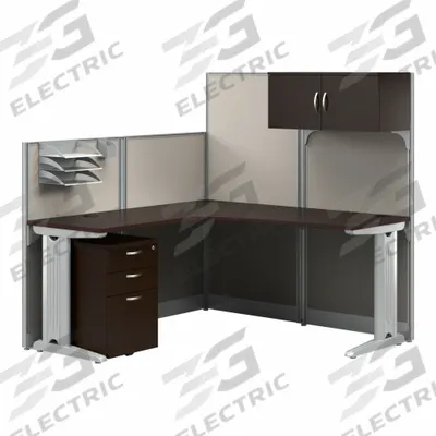 BUSH BUSINESS FURNITURE Modular Cubicle Workstation: 63 in Overall Ht, 64 in Overall Wd - Office Cubicles with Privacy Panels