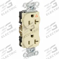 HUBBELL Receptacle: Duplex, 5-20, Ivory, 125V AC, 20 A, 2 Pole / 3 Wire (MPN IG5352I)