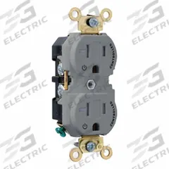 LEVITON Plugs and Receptacles: Duplex, 5-20, Gray, 125V AC, 20 A, 2 Pole / 3 Wire (MPN 5362-2PG)