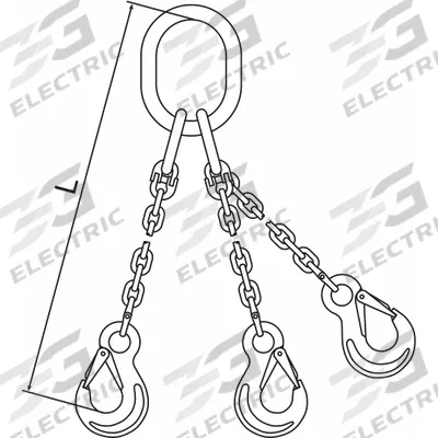 PEWAG Chain Sling: 3/8 in Chain Trade Size, 120 Chain Grade, Steel, Fixed, 10 ft Sling Lg - Grade-120 Triple-Leg Chain Slings