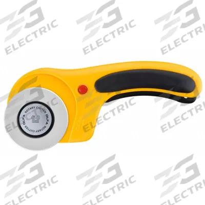 OLFA Deluxe Rotary Cutter: Straight, 2 1/4 in Blade Dia, Tungsten - Retracting Blade Rotary Cutters