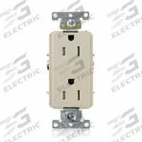 LEVITON Receptacle: Decorator Duplex, 5-15, Ivory, 125V AC, 15 A, 2 Pole / 3 Wire (MPN TDR15-I)