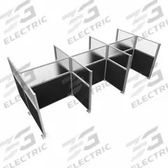 VERSARE Cubicle Kit: 72 in Overall Ht, 48 in_72 in Overall Wd, 9 Panels, Black, Fabric/Polycarbonate (MPN HPK-6P4-S-BLK-FR). Key specifications — Panel Color: Black; Brand: VERSARE; Panel Material: Fabric; Window Style: Frosted.