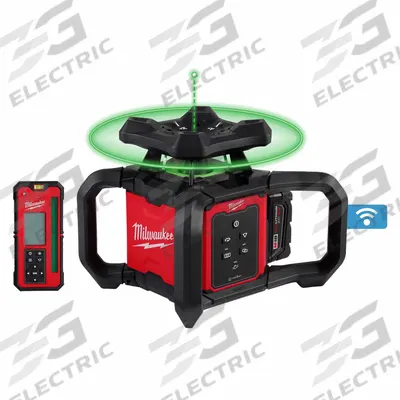 MILWAUKEE Laser Level Kit: 1,000 ft Range w/Receiver, Green Beam, Horizontal/Vertical - Horizontal & Vertical-Beam Rotary Laser Level Kits