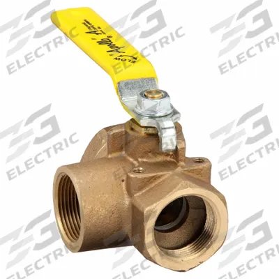 APOLLO Manual Three-Way Ball Valve: 1 1/4 in, Bronze, L Flow, FNPT x FNPT x FNPT - L-Port Bronze Ball Valves