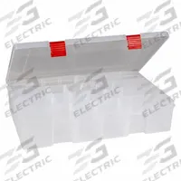 PLANO MOLDING Compartment Box: 14 in x 9 in x 2 in, Clear, 15 Compartments, 9 Adj Dividers, Latch (MPN PLASV373). Key specifications — Color: Clear; Brand: PLANO MOLDING; Material: Plastic.