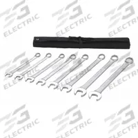 WESTWARD Combination Wrench Set: Alloy Steel, Satin, 8 Tools, 15° Head Offset Angle, Offset, Pouch (MPN 54RZ51). Key specifications — attr309520: Satin; attr309519: Alloy Steel; attr324929: WESTWARD; attr309512: Pouch; attr309522: No; attr309533: No.